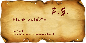 Plank Zalán névjegykártya